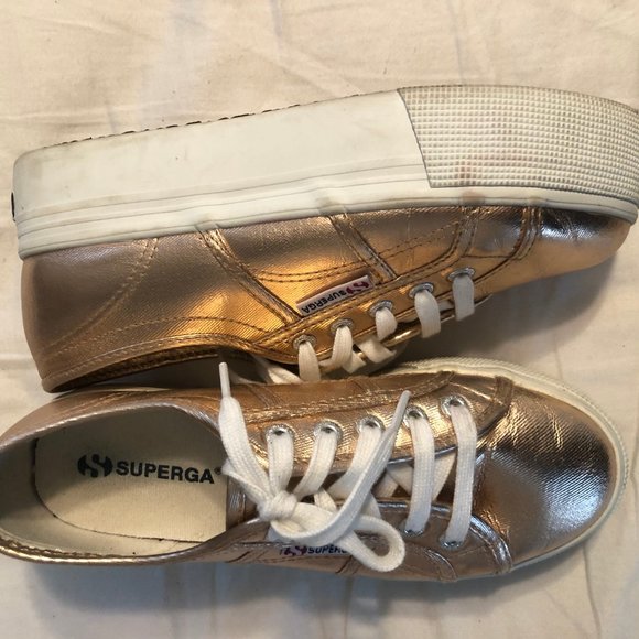 Superga Women's Rose Gold Platform Sneaker - Picture 2 of 4